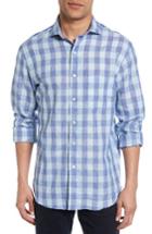 Men's New England Shirt Co. Check Linen Sport Shirt - Blue