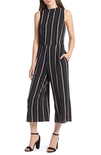 Women's Speechless Stripe Jumpsuit - Black