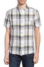 Men's Michael Bastian Slim Fit Plaid Linen Sport Shirt - Grey