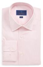 Men's David Donahue Trim Fit Stripe Dress Shirt - 32/33 - Pink