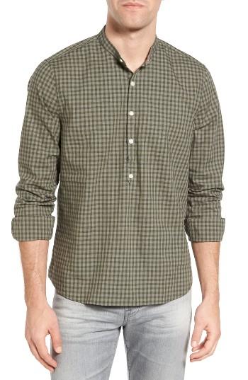 Men's Michael Bastian Gingham Band Collar Sport Shirt - Green