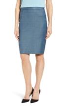 Women's Boss Vimena Glencheck Stretch Wool Pencil Skirt - Blue