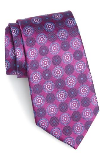 Men's Nordstrom Men's Shop Old English Medallion Silk Tie, Size - Pink