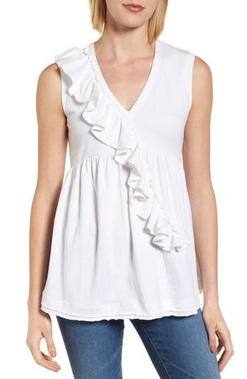 Women's Caslon Ruffle Knit Top - White