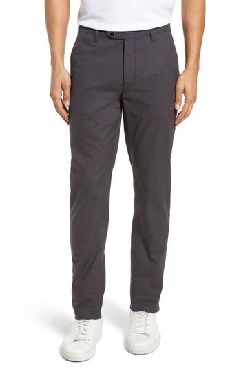 Men's Ted Baker London Holldet Flat Front Stretch Solid Cotton Pants L - Grey