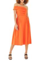 Women's Topshop One-shoulder Midi Dress Us (fits Like 14) - Orange