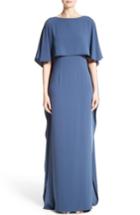 Women's St. John Evening Satin Back Cape Gown - Blue