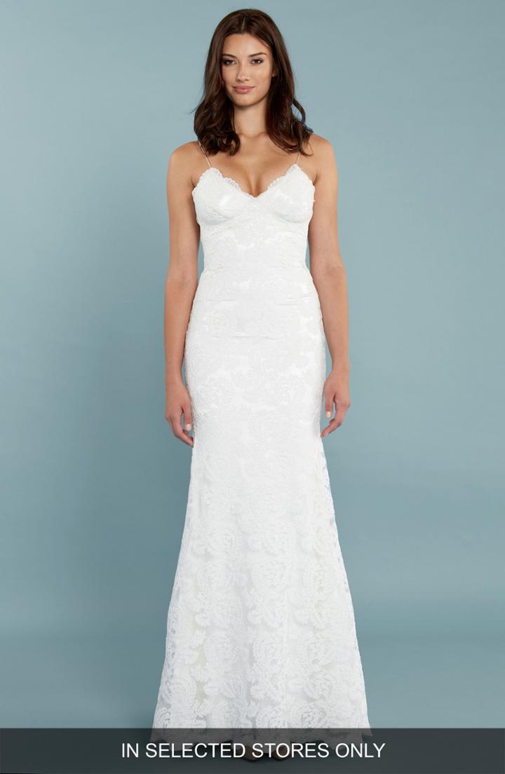 Women's Katie May Poipu Low Back Sparkle Lace Trumpet Gown, Size In Store Only - Ivory
