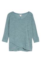 Petite Women's Caslon Crossover Front Tee P - Blue/green