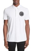 Men's Versace Collection Crest Patch Jersey Polo - White