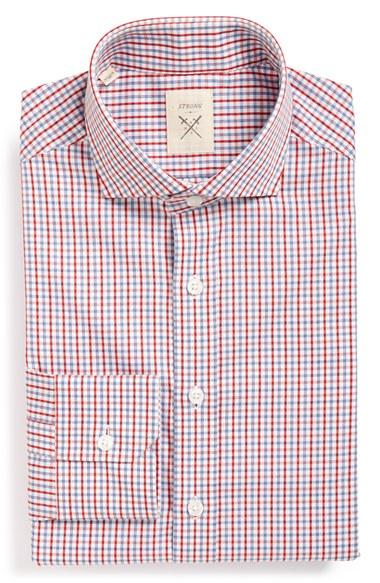 Men's Strong Suit 'elan' Trim Fit Check Dress Shirt .5 R - Red