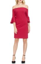 Women's Vince Camuto Off The Shoulder Bell Sleeve Ponte Dress, Size - Red