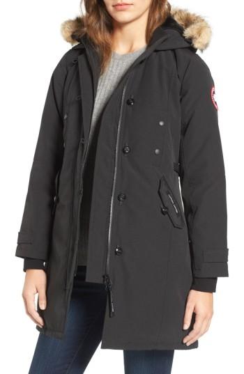 Women's Canada Goose Kensington Slim Fit Down Parka With Genuine Coyote Fur Trim (10-12) - Black