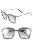 Women's Tom Ford Lara 52mm Mirrored Square Sunglasses - Grey Melange Havana Acetate