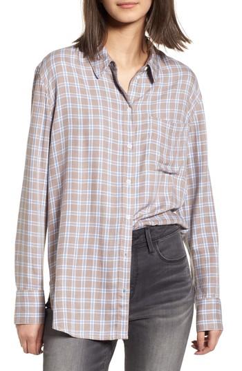 Women's Treasure & Bond Plaid Boyfriend Shirt, Size - Pink