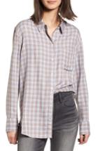 Women's Treasure & Bond Plaid Boyfriend Shirt, Size - Pink