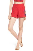 Women's Bp. Embroidered Linen Blend Shorts - Red