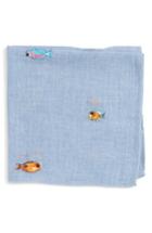 Men's Paul Smith Embroidered Fish Pocket Square, Size - Blue