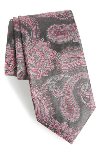 Men's Nordstrom Men's Shop Barga Paisley Silk Tie, Size - Black