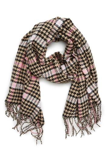 Women's David & Young Houndstooth Scarf, Size - Beige