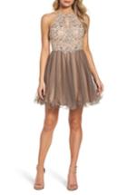 Women's Blondie Nites Beaded Fit & Flare Dress - Beige