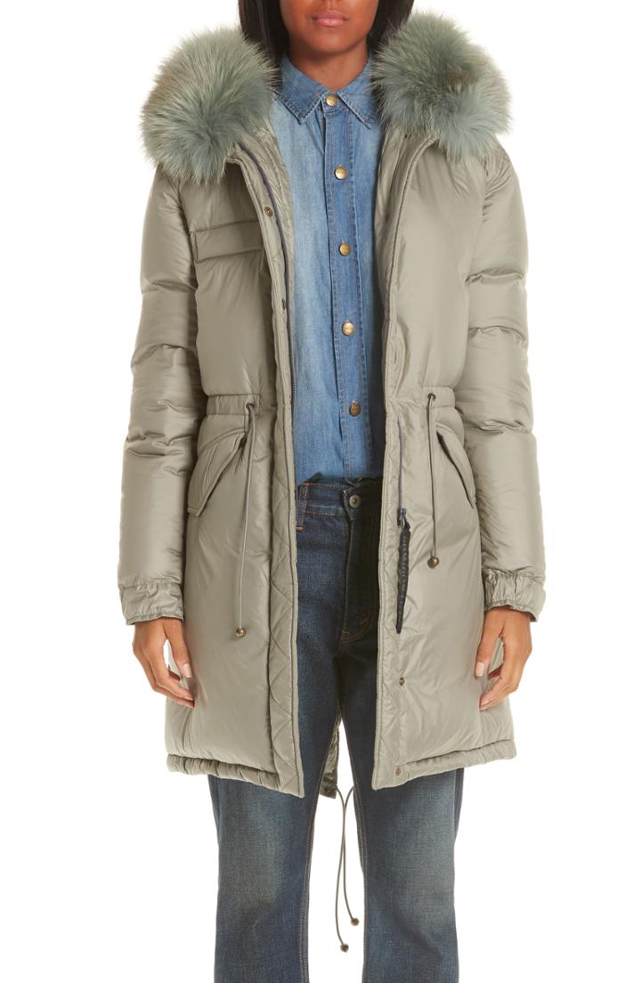 Women's Mr & Mrs Italy Rosemary Genuine Fox Fur Trim Down Fill Puffer Coat