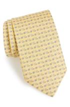 Men's Salvatore Ferragamo Fancy Print Silk Tie, Size - Yellow