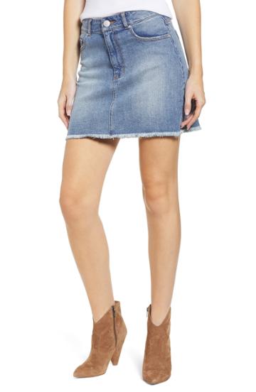 Women's Prosperity Denim Raw Hem Denim Miniskirt - Blue