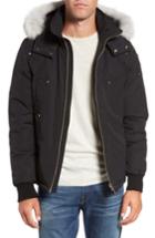 Men's Moose Knuckles Down Coat With Genuine Fox Fur Trim, Size - Black