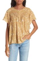 Women's Dolan Murray Pintuck Flutter Sleeve Silk Blouse