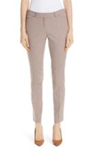 Women's Lafayette 148 New York Manhattan Houndstooth Wool Blend Skinny Pants - Beige