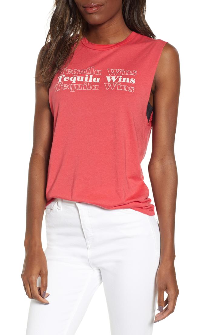 Women's Lira Clothing Tequila Wins Graphic Muscle Tank - Red