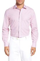 Men's Ledbury Hayden Trim Fit Windowpane Dress Shirt .5 - Pink