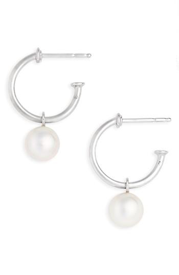 Women's Mikimoto Akoya Cultured Pearl Semi Hoop Earrings