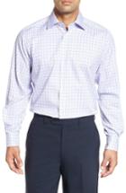Men's David Donahue Regular Fit Check Dress Shirt - 34/35 - Purple