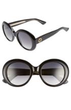 Women's Gucci 51mm Gradient Lens Round Sunglasses - Black/ Grey Polar