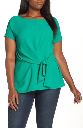 Women's Gibson Tie Front Blouse, Size Regular - Green