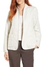 Women's Eileen Fisher High Collar Quilted Jacket, Size - White