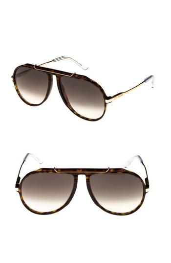 Women's Celine 60mm Gradient Aviator Sunglasses - Dark Havana/ Gold/ Green