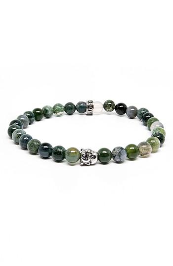 Men's Room101 Moss Agate Buddha Stretch Bracelet