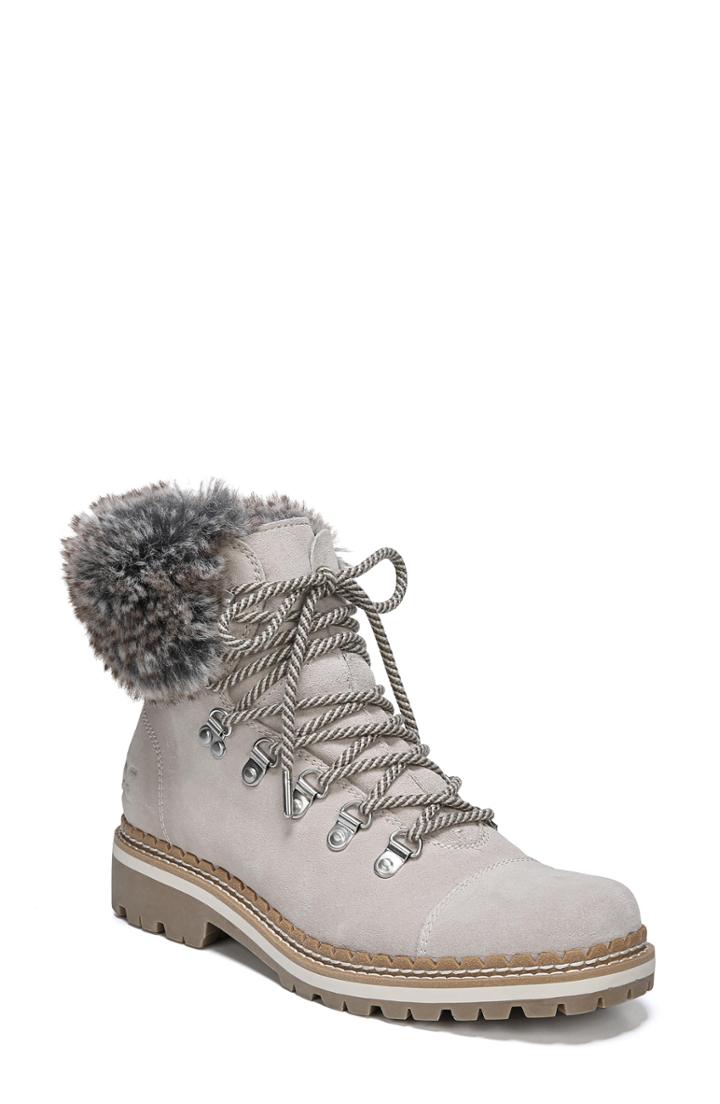 Women's Sam Edelman Bowen Faux Fur Trim Bootie .5 M - Grey