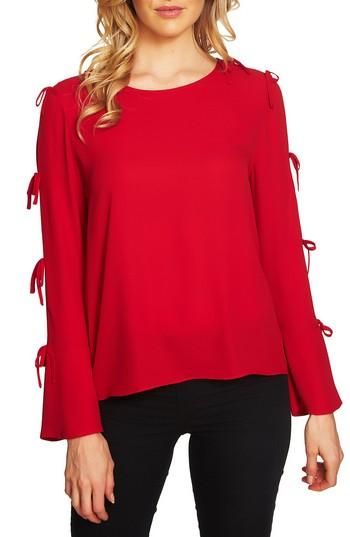 Women's Cece Split Sleeve Bow Blouse, Size - Red