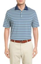 Men's Peter Millar Pembroke Stripe Jersey Polo - Blue