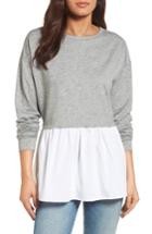 Women's Caslon Poplin Peplum Hem Sweatshirt - Grey