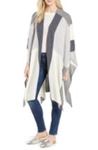 Women's Halogen Colorblock Cashmere Ruana, Size - Grey
