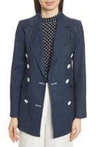 Women's Robert Rodriguez Double Breasted Linen Blend Blazer - Blue