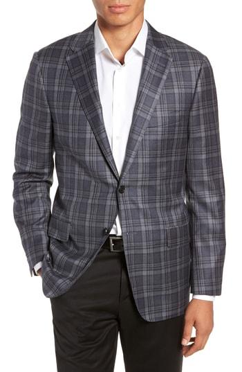 Men's Hickey Freeman Classic Fit Plaid Wool Sport Coat S - Blue