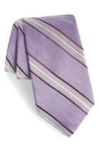 Men's Nordstrom Men's Shop Peralba Stripe Silk Blend Tie, Size - Purple