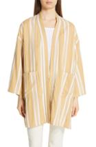 Women's Eileen Fisher Stripe Kimono Jacket, Size /x-small - Brown