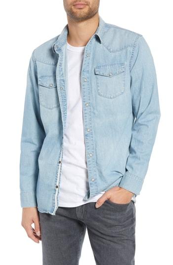 Men's Treasure & Bond Regular Fit Western Denim Sport Shirt - Blue